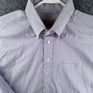 Gitman Gold Shirt Men 17 34 Red White Blue Check Long Sleeve Button Up Cotton